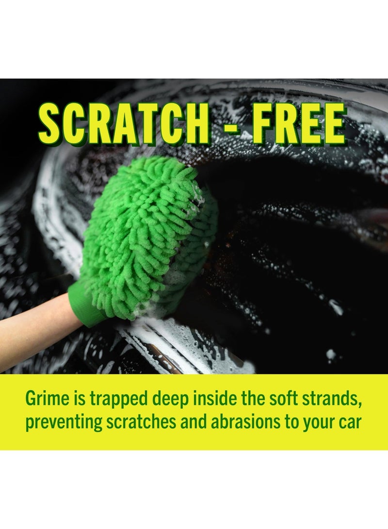 كيلا قفازات غسيل سيارات (عبوة من قطعتين) - قفاز غسيل سيارات من ألياف الشنيل الدقيقة الفاخرة لتنظيف السيارات دون خدوش، مناسب للشاحنات وسيارات الدفع الرباعي والدراجات النارية. إسفنجة غسيل سيارات فائقة الامتصاص ومتينة. - Image 3